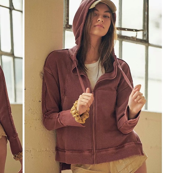 🆕Free People FP Movement Only One Hoodie Jacket Top Size XS Cherry Mocha - Picture 3 of 16